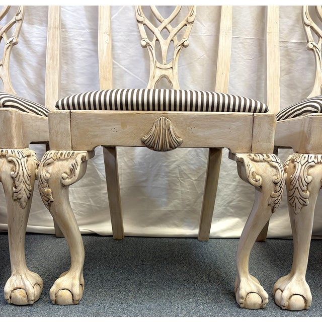 Vintage Chippendale Chairs With Updated Driftwood Finish and New Upholstery- Set of 4 For Sale - Image 12 of 18