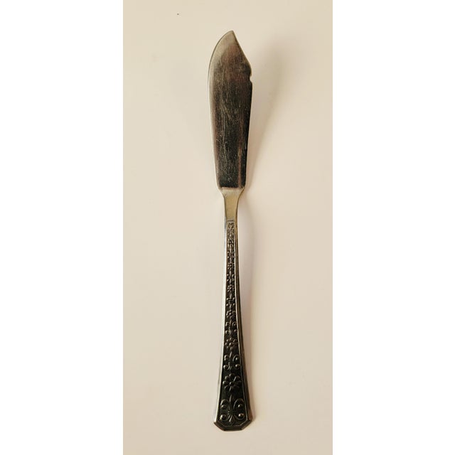 39 Piece Set Interpur Korea Vintage Stainless Flatware Silverware Florenz Pattern With Fleur De Lis, Mid-Century~Hostess Serving For Sale - Image 4 of 8