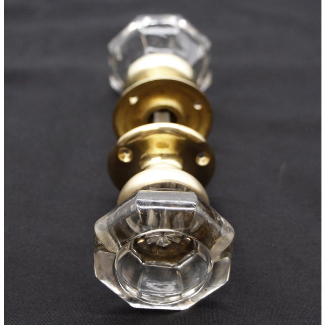 Mid 20th Century Vintage Octagon Glass Bullet Passage Door Knob Set For Sale - Image 5 of 5