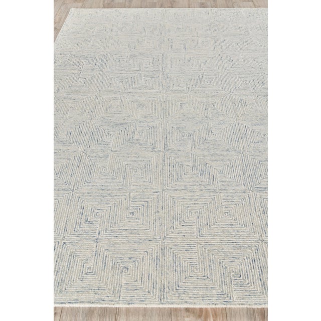 Transitional Exquisite Rugs Labyrinth Tufted New Zealand Wool & Cotton Light Blue/Ivory Rug-10'X14' For Sale - Image 3 of 7