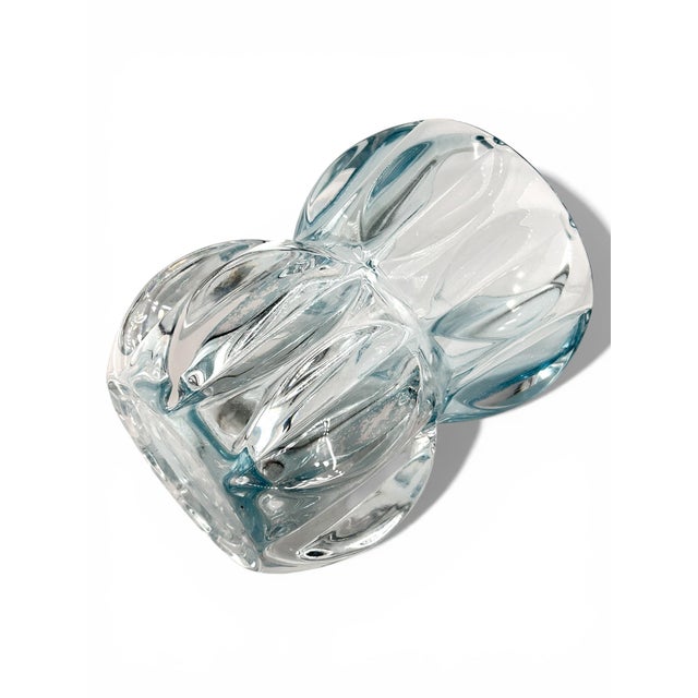 1960s Brutalist Double Bowl Heavy Crystal Vase Designed for Union Sklo For Sale - Image 4 of 5