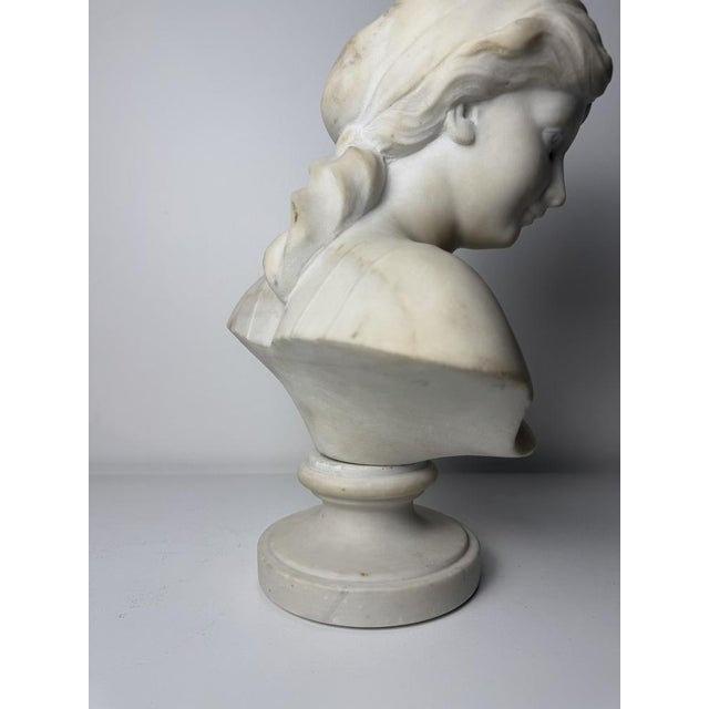 Sculpture Bust of Young Woman, 1800s, Marble For Sale - Image 6 of 15