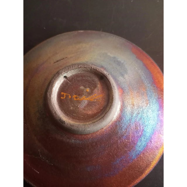 1980s 1980s Signed Jeremy Diller Kokopelli Iridiscent Raku Pottery Plate For Sale - Image 5 of 6