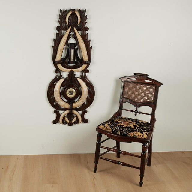 Antique English Carved Wood and Tusk Wall Barometer For Sale - Image 10 of 10