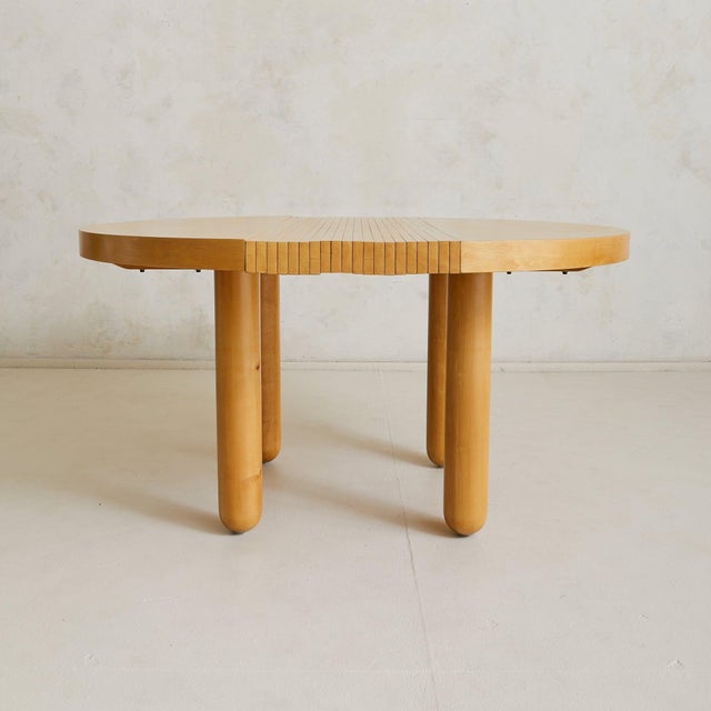 Wood Italian Vintage Slatted Wood Dining Table with Extension For Sale - Image 7 of 11