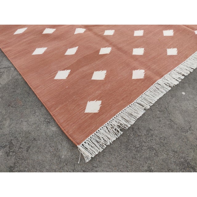 Not Yet Made - Made To Order Handmade Cotton Vegetable Dyed Reversible Leaf Pattern Area Rug, Tan and White - 9'x12' For Sale - Image 5 of 11