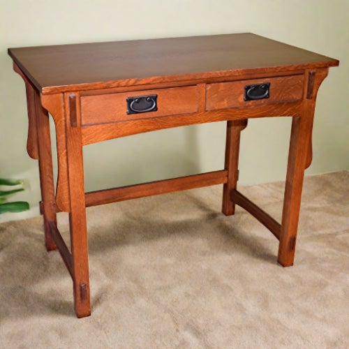 Mission Quarter Sawn Oak Writing Desk - MC For Sale - Image 10 of 11