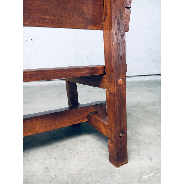 Brutalist Hand-Crafted Oak Bench, Belgium, 1960s For Sale - Image 9 of 18