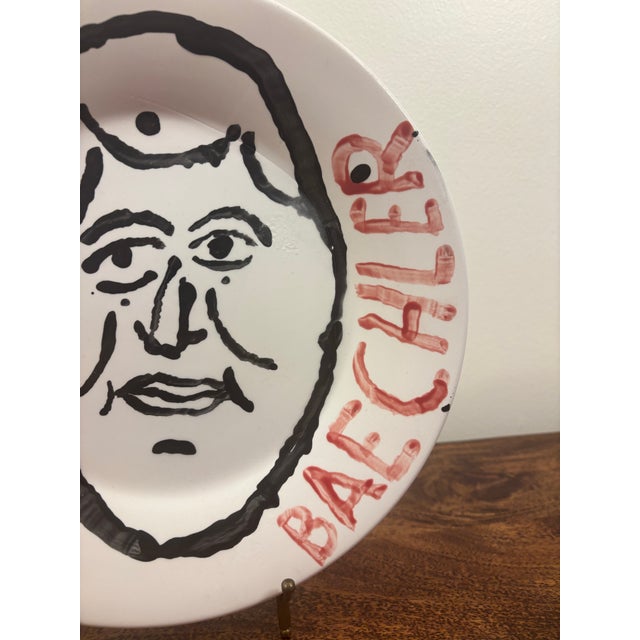 Postmodern Early 2000s Donald Baechler Original Hand-Painted Ceramic Portrait Plate For Sale - Image 3 of 7