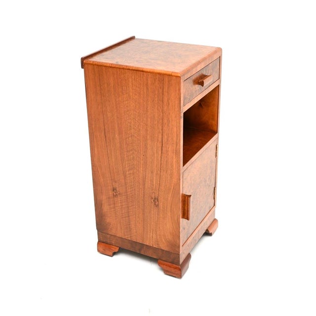 1930s Art Deco Burr Walnut Bedside Cabinet, 1930 For Sale - Image 5 of 11