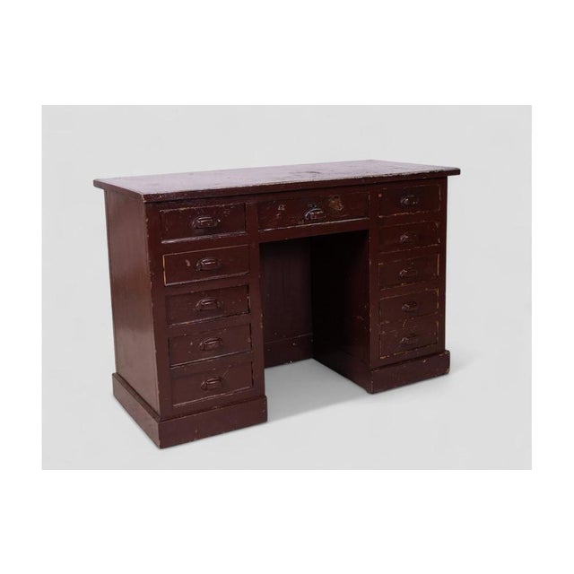 Rustic Vintage Wooden Desk, 1940s For Sale - Image 3 of 8