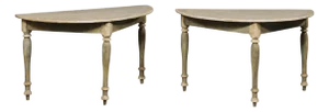 Swedish Antique Painted Demi-Lune Tables - A Pair