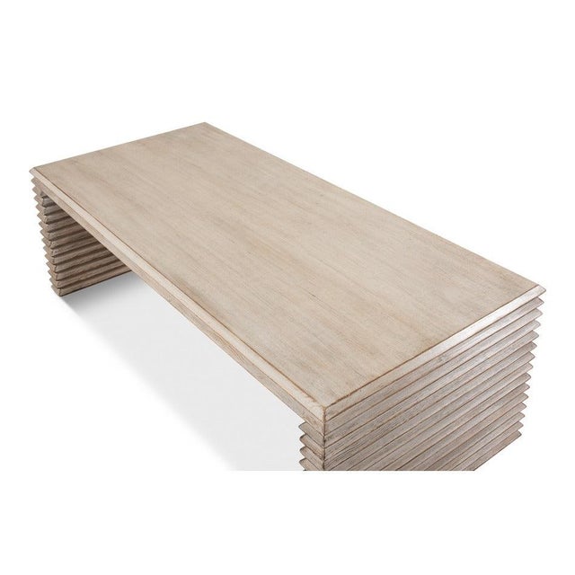 Not Yet Made - Made To Order Rustic Stacked-Plank Waterfall Coffee Table in Stone Grey For Sale - Image 5 of 9