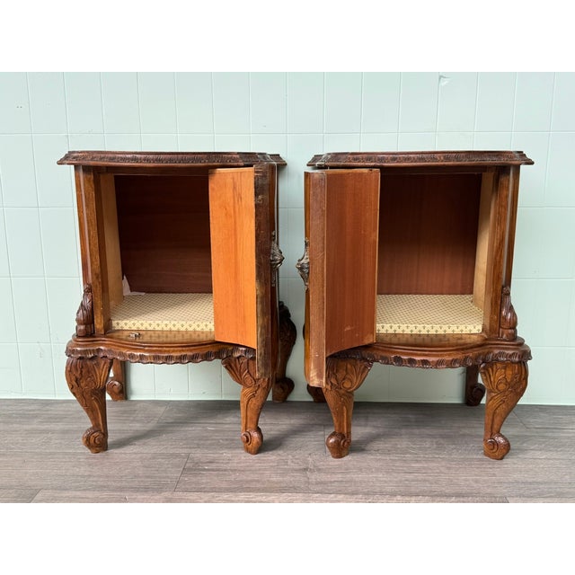 Brown Walnut Bedside Tables, 1930s, Set of 2 For Sale - Image 8 of 18