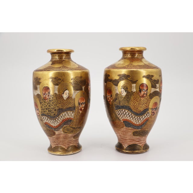 19th Century Pair of Japanese Satsuma Vases For Sale - Image 6 of 12