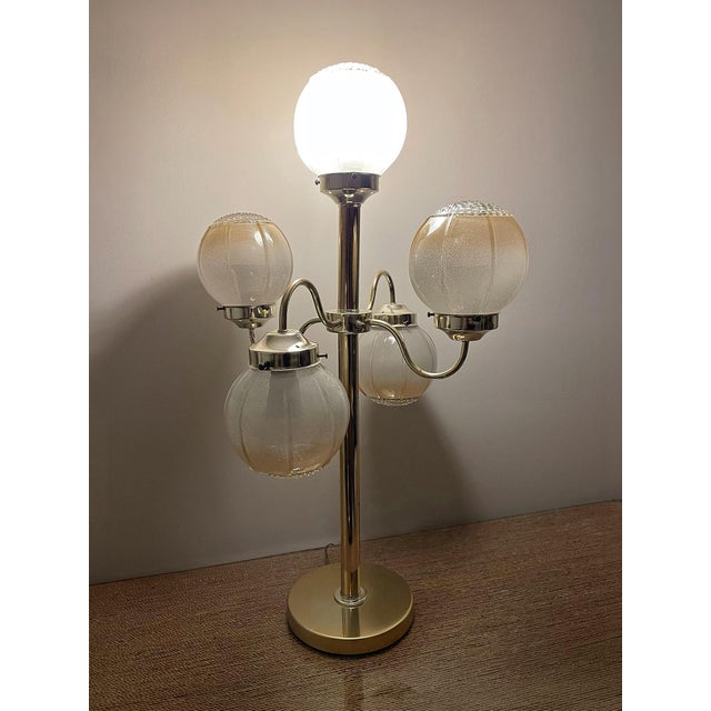 Vintage Five-Globe Brass Sculptural Table Lamp For Sale - Image 10 of 10