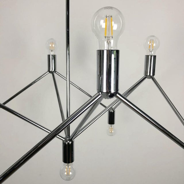 Mid-Century Modern German Chandelier Light Structure with 9 Burning Points from Kinkeldey, 1960s For Sale - Image 3 of 14