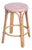 Tobias 24 in. Seat Height Round Rattan Backless Counter Stool, White/Pink Dot/ Natural Rattan Frame For Sale