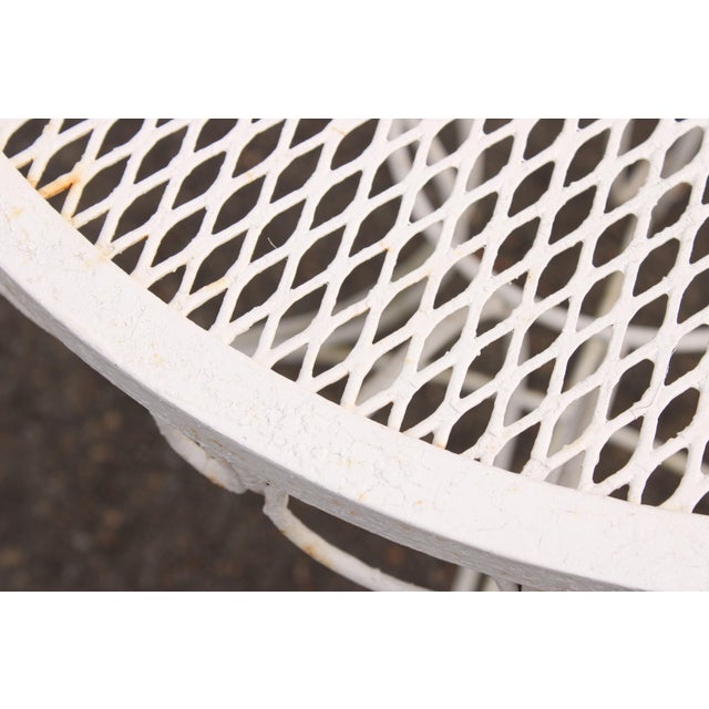 White Vintage Wrought Iron Round Outdoor Garden Accent Table For Sale - Image 8 of 12