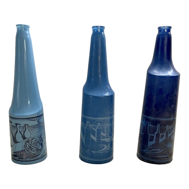 Surrealist Glass Bottles by Salvador Dali for Rosso Antico, 1970, Set of 3 For Sale