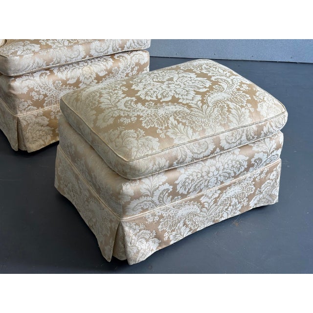 English Antique Upholstered Rolled Arm Chair and Ottoman For Sale - Image 3 of 12