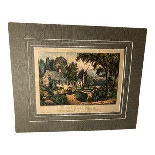 Americana Original Hand Colored 1872 Lithographs From Currier & Ives the Old Oaken Bucket For Sale