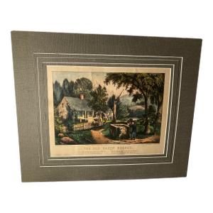 Americana Original Hand Colored 1872 Lithographs From Currier & Ives the Old Oaken Bucket