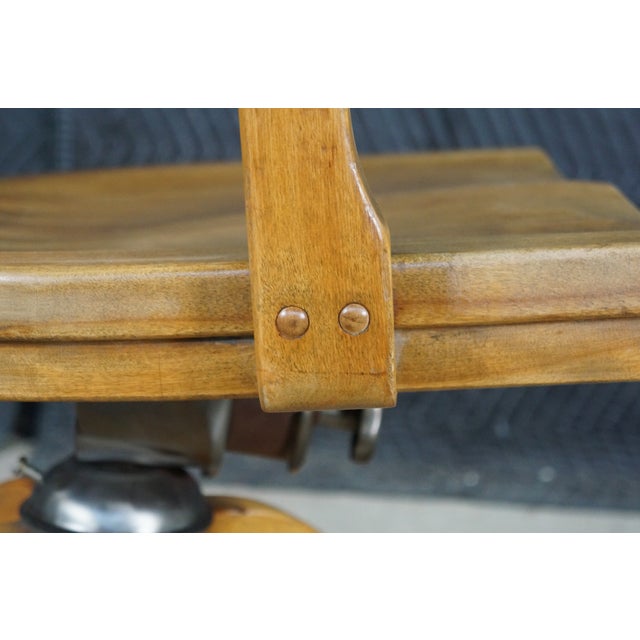 Antique 1920s Arts & Crafts Oak Bankers Desk Swivel Office Arm Chair For Sale - Image 12 of 18