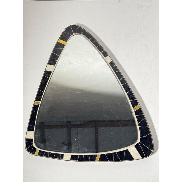 1950s Mid-Century Modern Asymmetrical Mosaic and Brass Free-Form Mirror from Muller, 1950s For Sale - Image 5 of 18