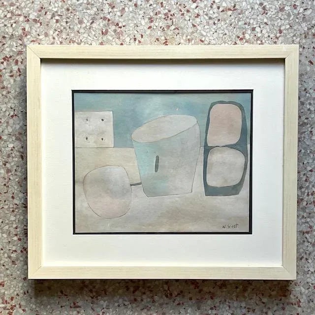 Abstract Vintage Abstract Pastel Watercolor Painting, Signed For Sale - Image 3 of 10