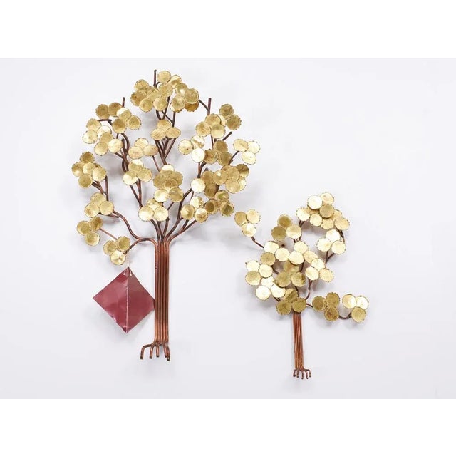 Metal Daniel Dhaseleer, Tree Wall Sculptures, 1975, Brass & Copper, Set of 2 For Sale - Image 7 of 9