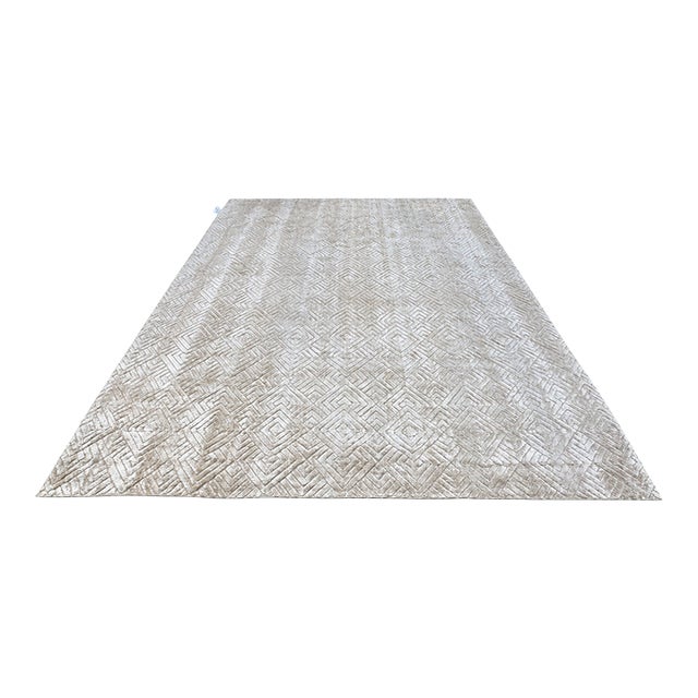 Rh Talsari Silk & Wool Rug – 12' × 15' Wheat | Hand-Knotted Silk & Wool | 100 Tibetan Knots Per Square Inch | Made in Nepal For Sale