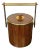 Gold Metal & Teak Ice Bucket Holder, Italy, 1960s For Sale