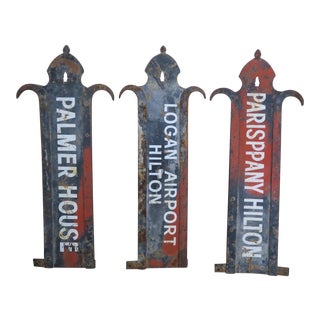 Vintage Painted Iron Painted Airport Signs - Set of 3 For Sale