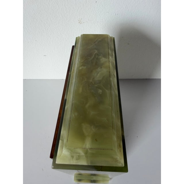Vintage Elliott London Green Onyx 8-Day Mechanical Mantel Clock – Made in England For Sale - Image 9 of 12