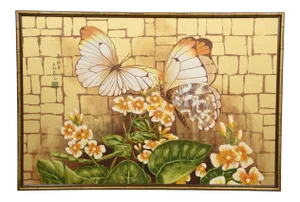 Oversized Asian Painting of Butterflies