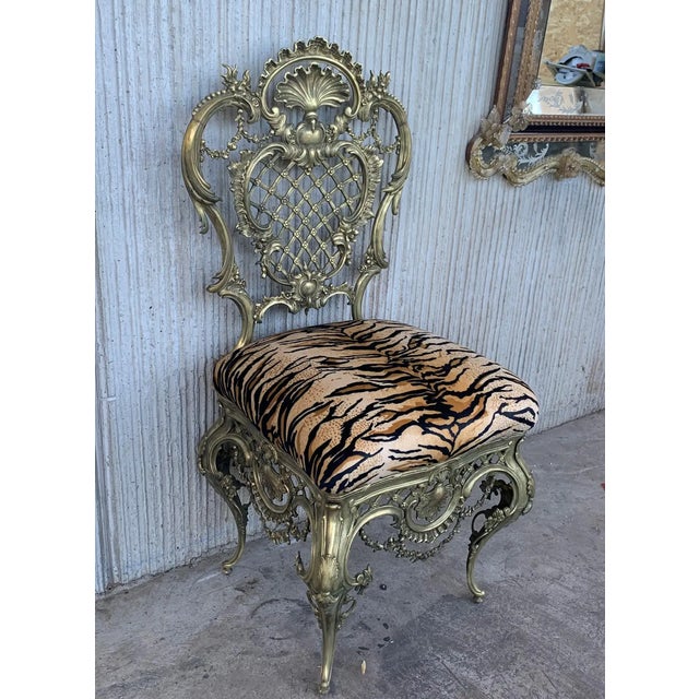 1930s French Louis XV Style Bronze Side Chairs - a Pair For Sale - Image 4 of 12