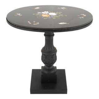 Italian Grand Tour Pietra Dura Oval Table Top on Cast Iron Base For Sale