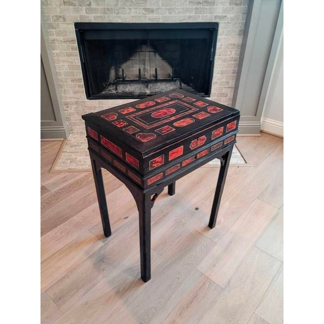 17th/18th Century Antwerp Ebonized Wood Faux Red Tortoiseshell Standing Box Silverware Chest For Sale - Image 16 of 18