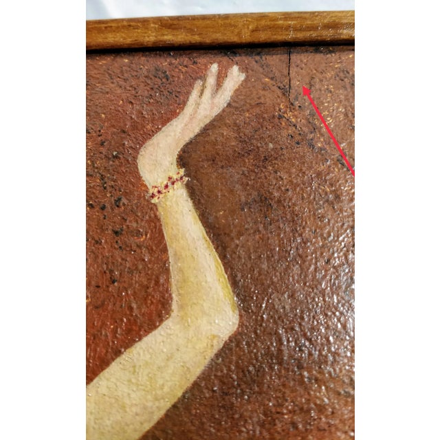 Vintage Signed Lady Dancer Oil Painting on Board Mid C For Sale - Image 9 of 12