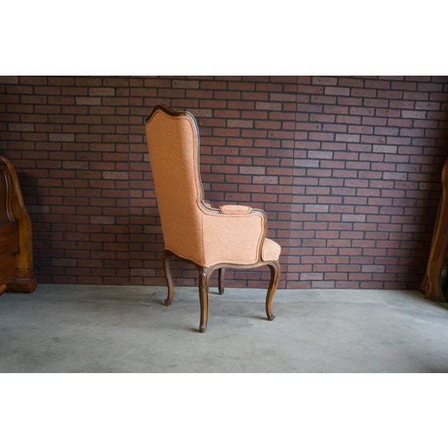 Salmon Wood Frame Upholstered Dining Arm Chair For Sale - Image 8 of 10