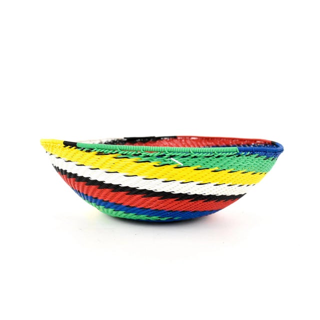 African Early 20th Century Zulu Telephone Wire Basket South Africa 8inch For Sale - Image 3 of 7