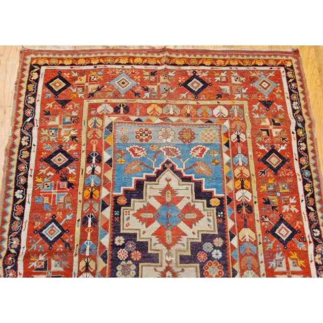 Brown 19th Century Anatolian Village Area Rug, Handwoven, Purple & Turquoise, 4' x 6' For Sale - Image 8 of 15