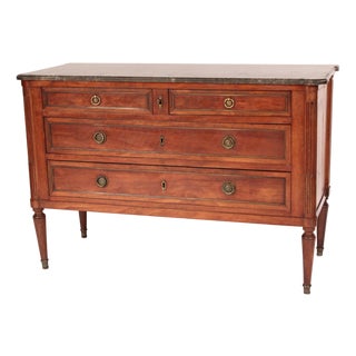 Antique Louis XVI Style Brass Mounted Mahogany Chest of Drawers For Sale