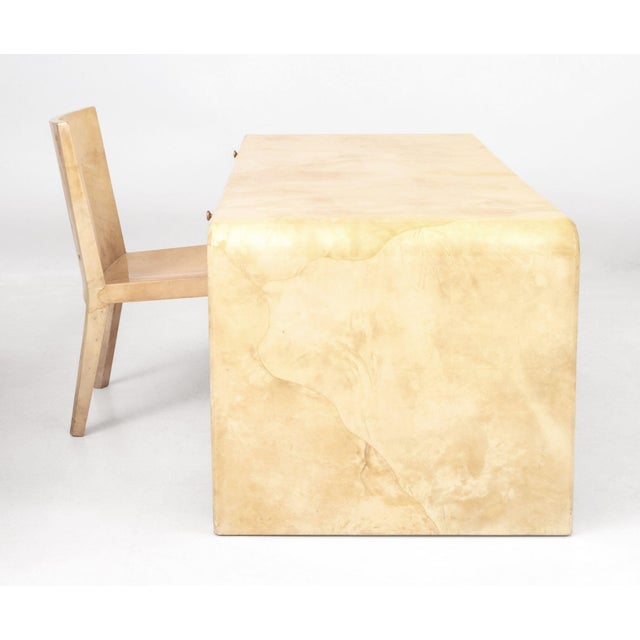 Wood Karl Springer Goatskin Desk and Chair, Ca. 1970 For Sale - Image 7 of 13