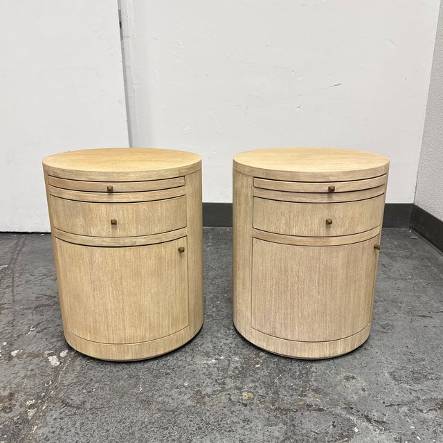 Design Plus Gallery presents a Pair of Cerused Birch Pinecrest Nightstands from Serena & Lily. These bedside tables are...