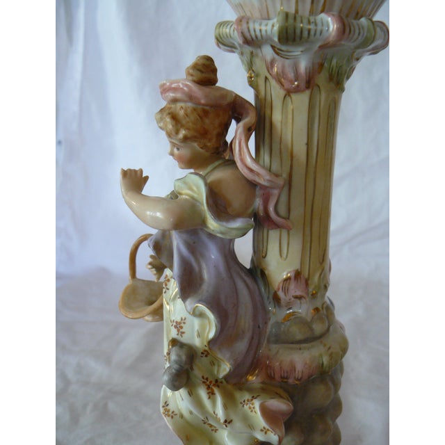 Late 19th Century Sitzendorf Reticulated and Embellished Hand Painted Centerpiece - Set of 2 For Sale - Image 12 of 12