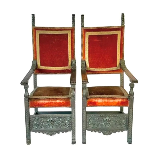 Jacobean Pair of Carved Jacobean Armchairs For Sale - Image 3 of 11