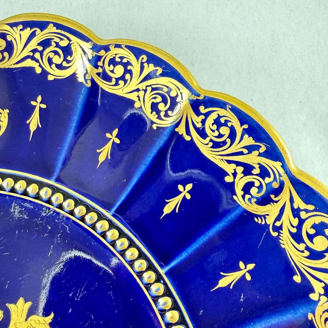 Gustave Asch French Tours Blue & Gold Porcelain Crest Plates, Set of Six For Sale - Image 12 of 18