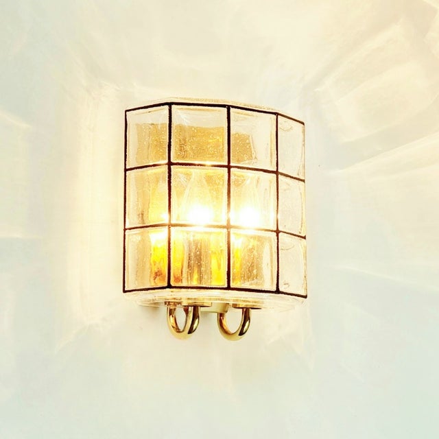 1960s 1960s Mid-Century Modern Glass & Brass Wall Lamps/Sconces From Limburg, Germany - a Pair For Sale - Image 5 of 10